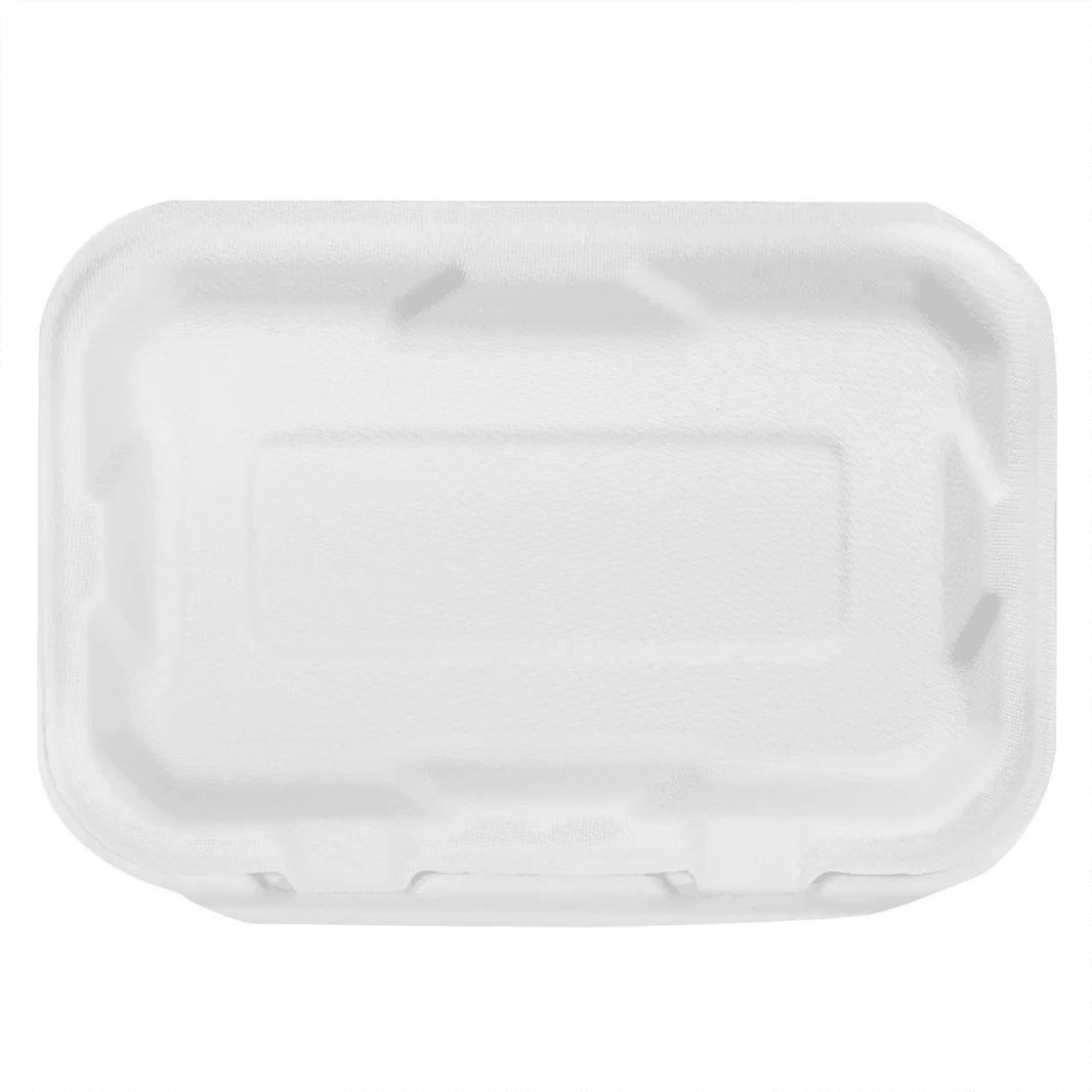 9x6 Inch PFAS-Free Bagasse Hinged Clamshell Containers 250pcs/case - Image 3