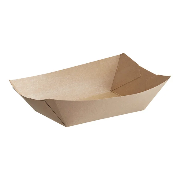 Natural Kraft Boat Tray 3lb Grease Resistant