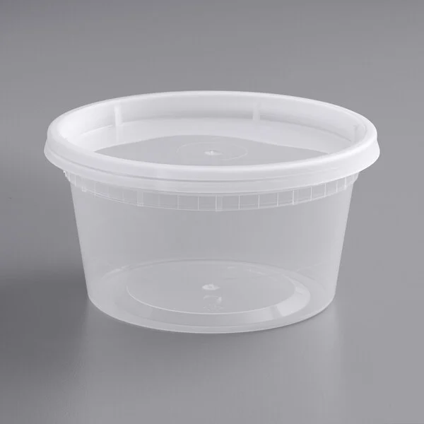 12 oz. Microwavable Clear Plastic Deli Container and Lid Combo Pack - 240/Case