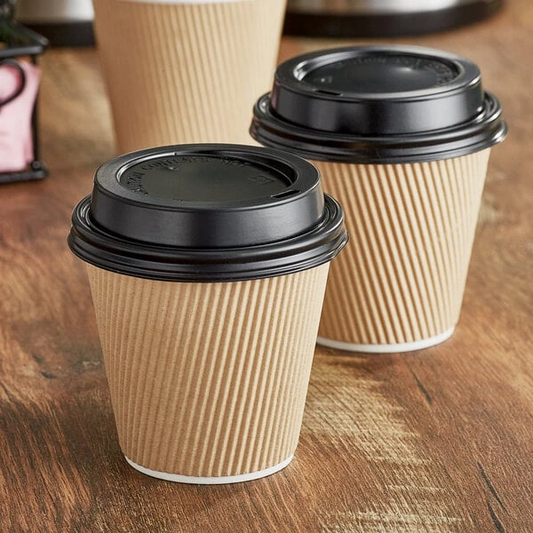 Black Hot Paper Cup Travel Lid for 8 oz. Standard Cups - 1,000/Case