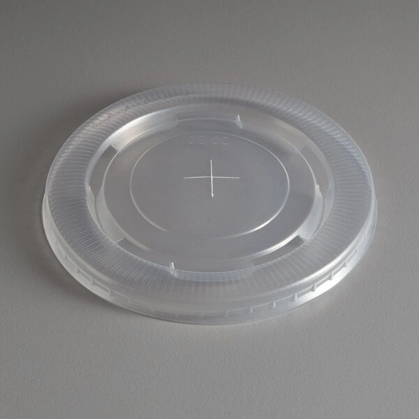 Clear PET Plastic Flat Lid for 32 oz. Cups with Straw Slot - 500/Case