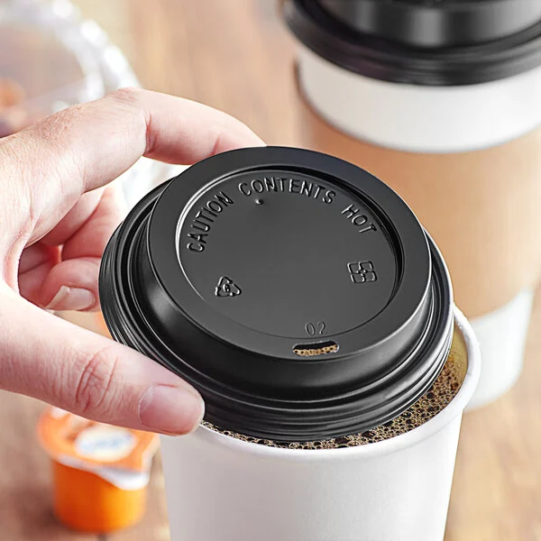 Black Hot Paper Cup Travel Lid for 10 to 20oz Standard Cups - 1,000/Case