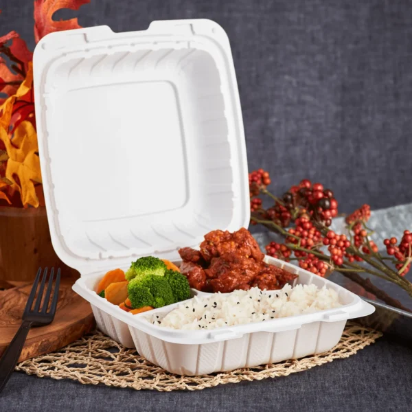 8 Inch 3 Compartment Mineral-Filled Hinged Container 150pcs/case